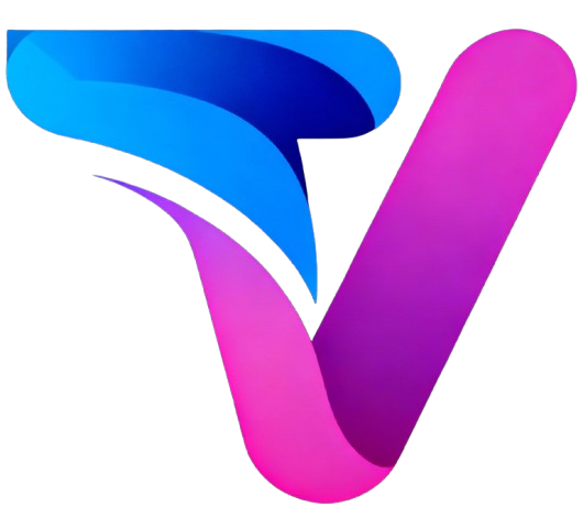 Techveze logo: stylized V with blue and magenta strokes